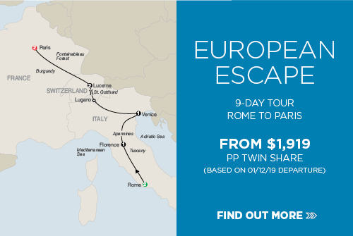 European Escape, 9 days from $1,919 pp twin share